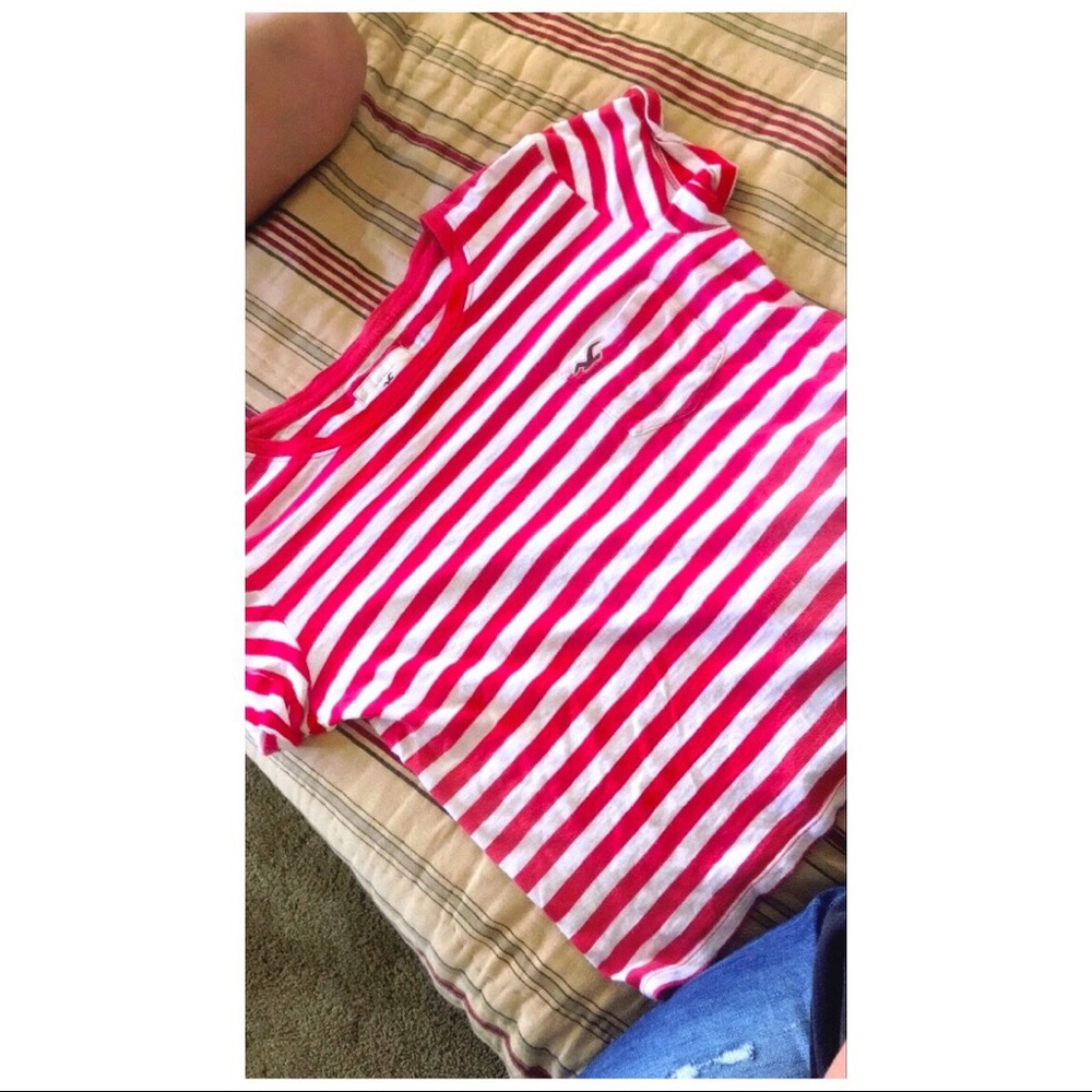 Pink and white hollister tee